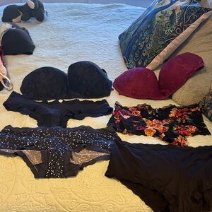 Victoria's Secret Black and Purple Lace Bras